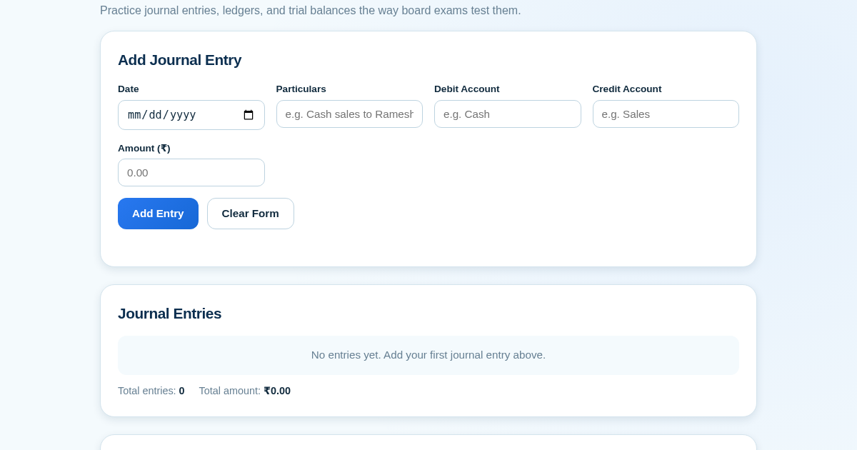 Ledger & Trial Balance Practice Tool